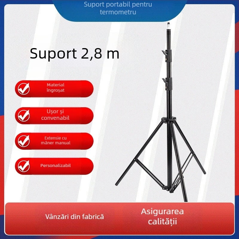 Suport mobil pentru termometru cu bază triunghiulară stabilă și dozator de săpun pliabil