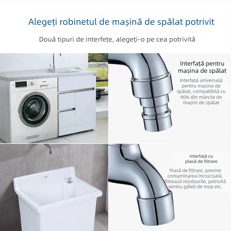 Robinet de uz casnic cu lacăt, deschidere rapidă, ventila de apă rece cu nucleu unic, conectare de 1/2 inch, pentru mașina de spălat și chiuveta mop