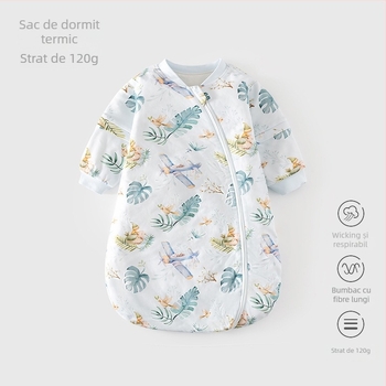 Sac de dormit pentru sugari, temperatură constantă, formă U, bumbac gros, fermoar, mâneci detașabile – pentru toate sezoanele