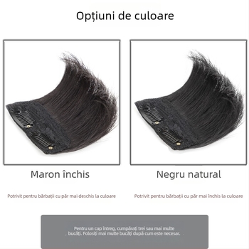 Perucă pentru bărbați cu tampon superior pentru volum suplimentar, inserție frontală unică, aspect invizibil