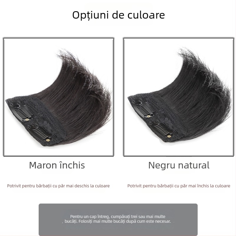 Perucă pentru bărbați cu tampon superior pentru volum suplimentar, inserție frontală unică, aspect invizibil