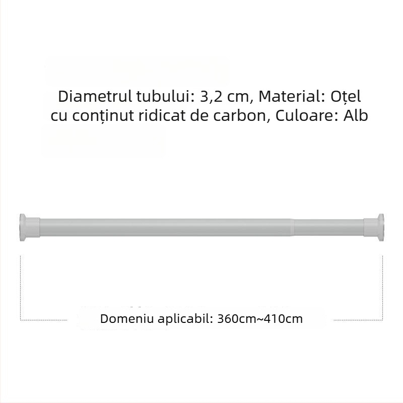 Bară telescopică din oțel de înaltă rezistență, montaj fără găuri, pentru haine, baie, perdea de duș, perdea de ușă și garderobă