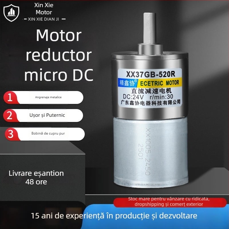 37GB520 Motor DC cu angrenaj, motor miniatural cu redutor pentru robotică și dispozitive mici, 12V