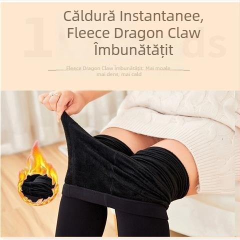 Colanți cu căptușeală de fleece, mărime plus, talie înaltă, culoare nude, subțiri, cu picioare acoperite, anti-derapare, toamnă-iarnă