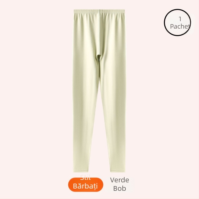 Pantaloni termici din bumbac pentru copii, clasă A, strat de bază subțire pentru primăvară-toamnă, antibacteriali 10A, croi lejer, lungime decupată pentru 7-12 ani