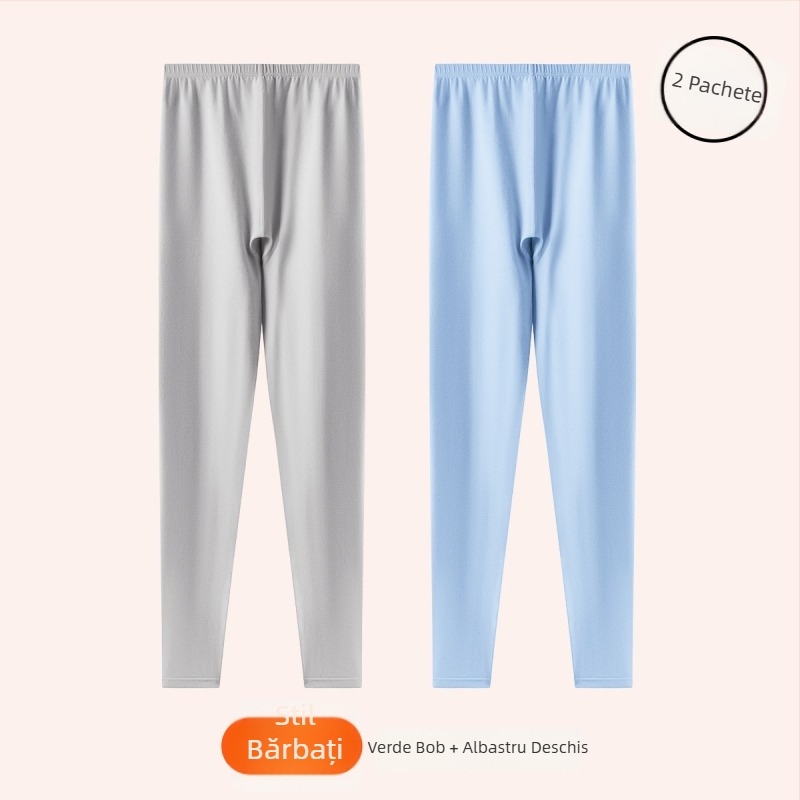 Pantaloni termici din bumbac pentru copii, clasă A, strat de bază subțire pentru primăvară-toamnă, antibacteriali 10A, croi lejer, lungime decupată pentru 7-12 ani