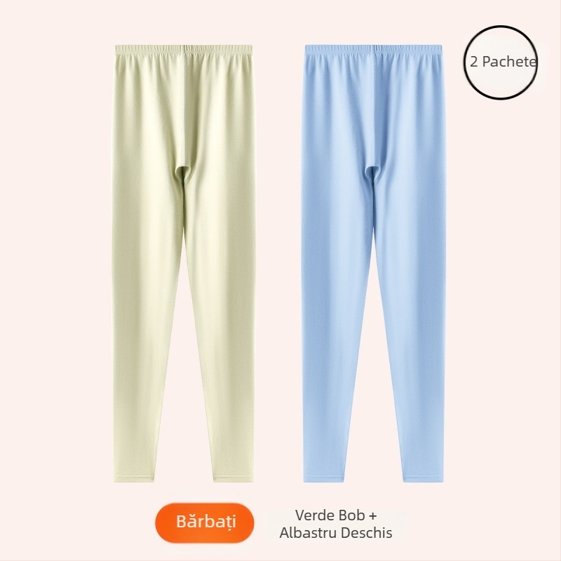 Pantaloni termici din bumbac pentru copii, clasă A, strat de bază subțire pentru primăvară-toamnă, antibacteriali 10A, croi lejer, lungime decupată pentru 7-12 ani