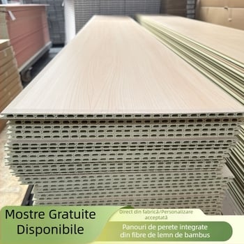 Panou de perete integrat din fibre de bambus, panou din piatră-plastic, impermeabil, montaj rapid, placă decorativă