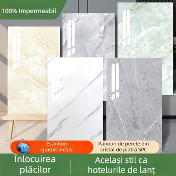 Panou SPC din piatră‑cristal, panou integrat cu placă din cristal carbonic, montaj auto-asamblat cu clips pentru decor interior