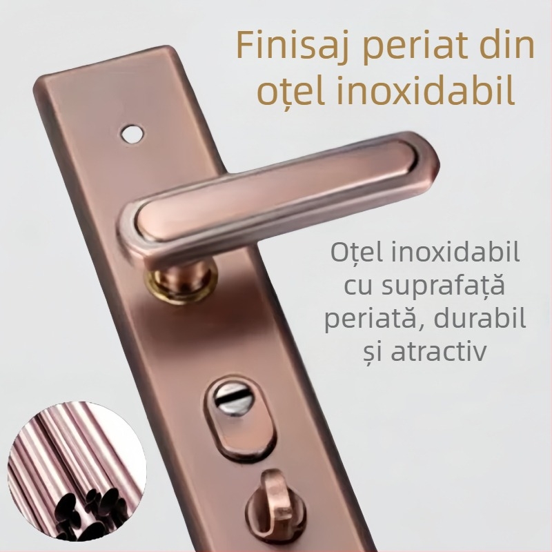 Mâner de ușă antifurt pentru uz casnic, panou îngroșat, protecție anti-efracție în două straturi, mâner de ușă reglabil și multifuncțional