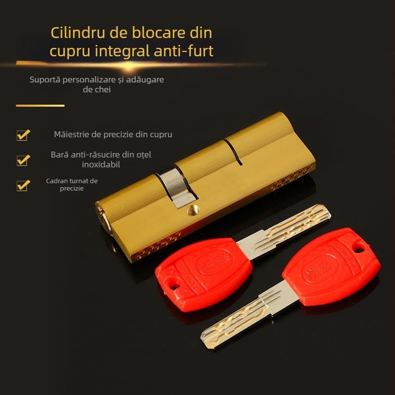 Cilindru de încuietoare din cupru pur pentru uși antifurt, uz casnic, cilindru de securitate Clasa B Super