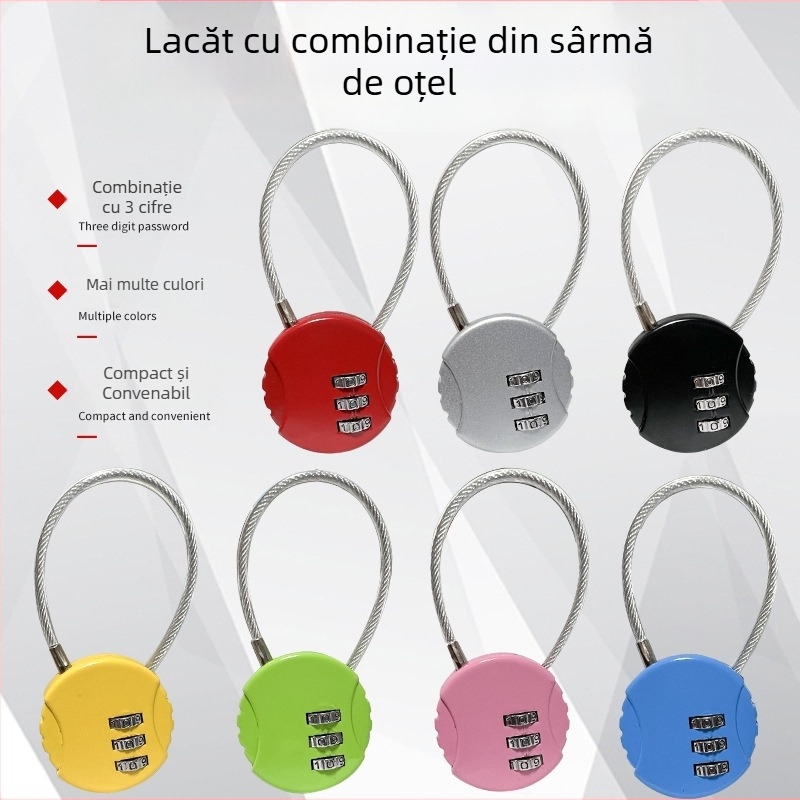 Lacăt cu cod de patru cifre Jiajiang pentru dulapuri, genți și bagaje, anti-furt, lacăt mic pentru sala de sport