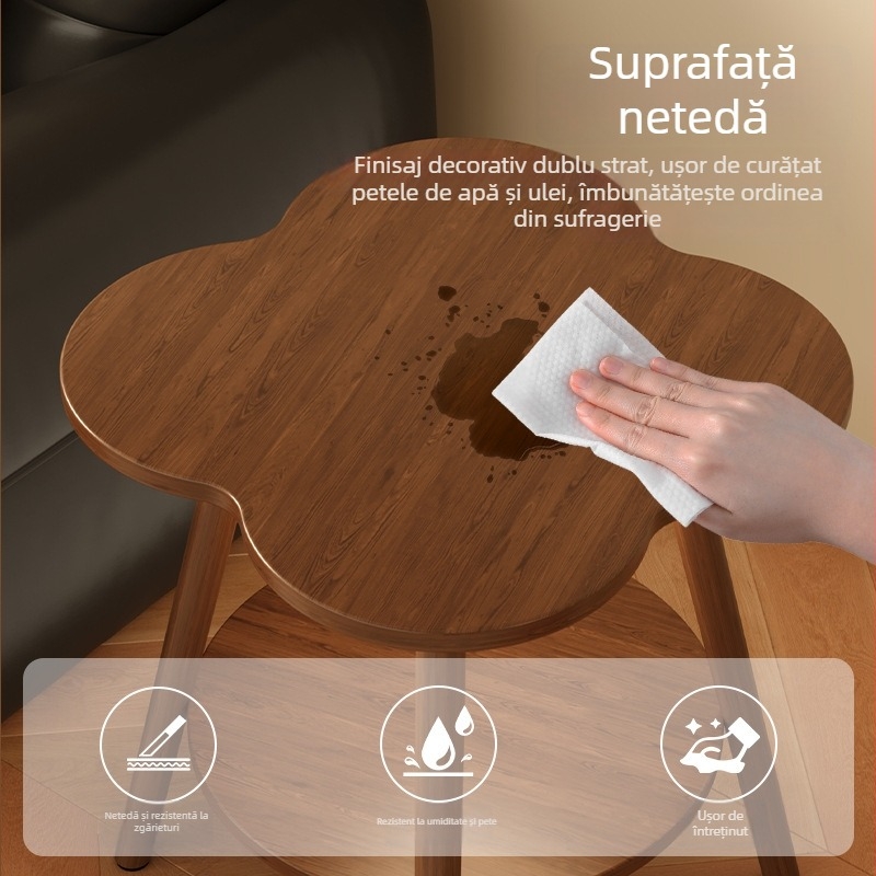 Măsuță laterală cu două etaje pentru canapea, cu colțuri rotunde, design modern minimalist pentru living, cu spațiu de depozitare