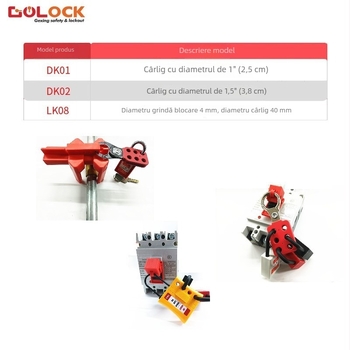 GOLOCK DK-LK Încuietoare cu cataramă de siguranță, cataramă din oțel și plastic, gestionare LOTO pentru mai mulți utilizatori