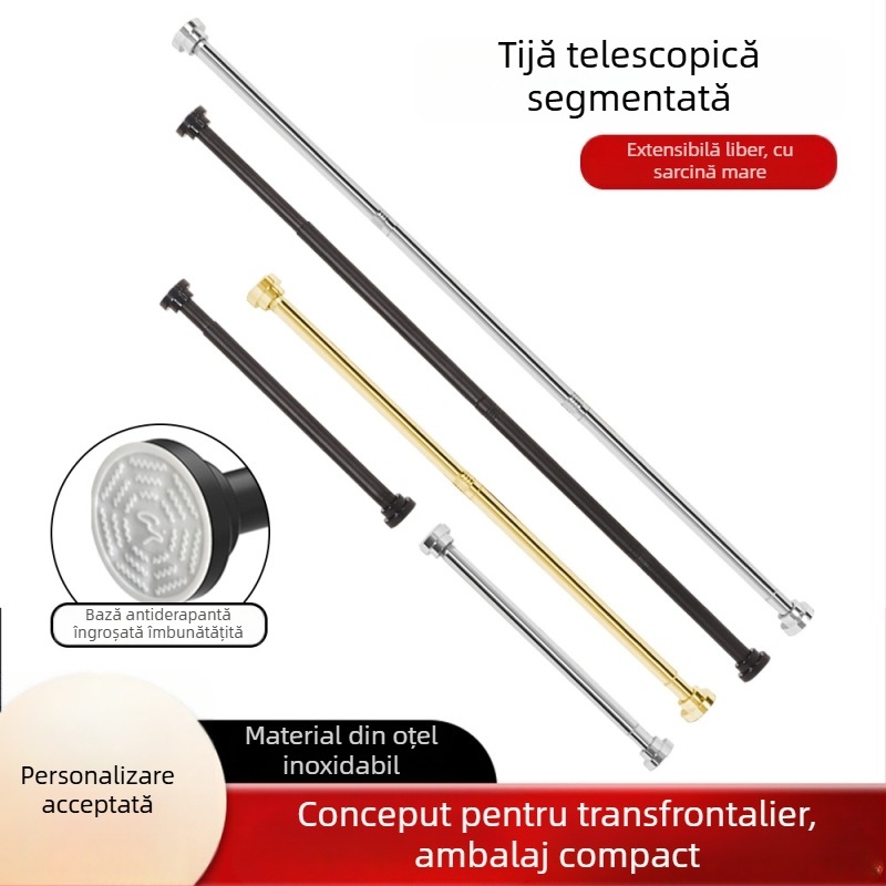 Bară telescopică din oțel inoxidabil, pentru perdele de baie, perdele de ușă și haine în garderobă