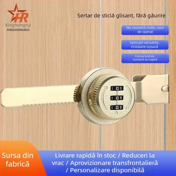 Încuietoare cu parolă fără găuri pentru uși din sticlă și din aluminiu, încuietoare glisantă pentru dulapuri și vitrine
