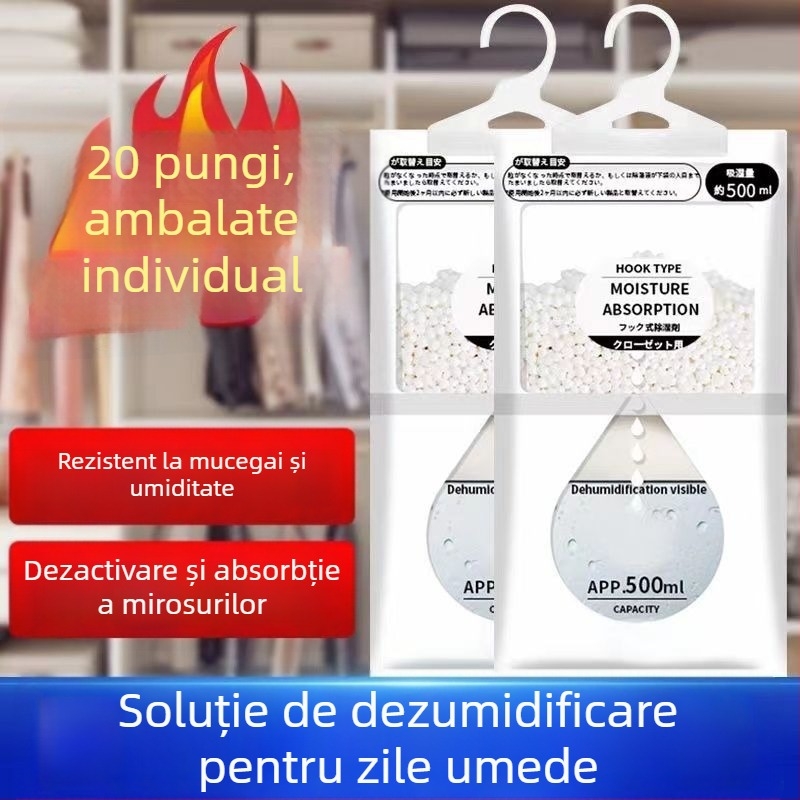 Sac de deshidratare agățat pentru cămine, absorbant de umiditate, protecție împotriva mucegaiului, ambalaj mare