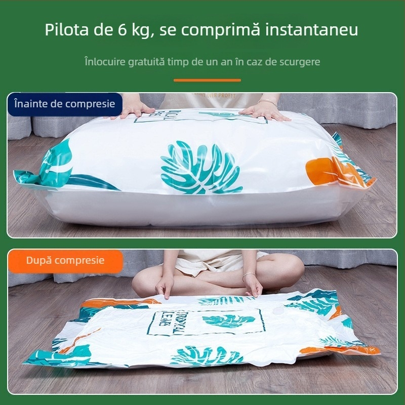 Sac de compresie cu vid, îngroșat și mărit, pentru depozitarea hainelor, potrivit pentru gecile cu puf și pilotă
