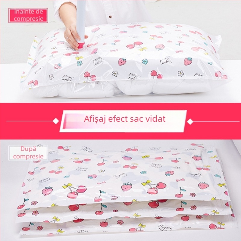 Sac de vid cu compresie Jiajiale, îngroșat, seria Girls Cherry, pentru pilote și haine, pachet unic