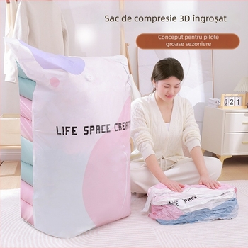 Geantă de compresie cu vid pentru haine, pături și gecă cu puf, design tridimensional, fără pompă, geantă de depozitare îngroșată.
