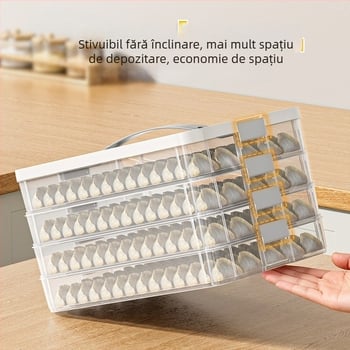 Cutie multi-strat pentru depozitarea găluștelor, organizator de frigider, tavă pentru găluște, congelare rapidă și păstrarea prospețimii