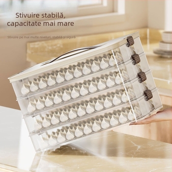 Cutie de depozitare pentru găluște, din plastic, alimentară, transparentă cu capac, pentru congelare