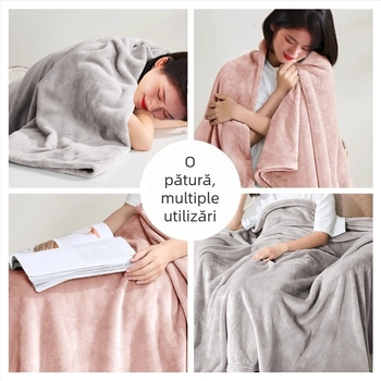 Jushuan pătură de flanel pentru canapea — toamnă/iarnă, groasă și caldă, model jacquard, culoare uni, pătură pentru odihnă la birou