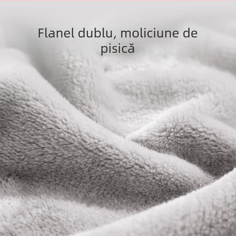 Jushuan pătură de flanel pentru canapea — toamnă/iarnă, groasă și caldă, model jacquard, culoare uni, pătură pentru odihnă la birou