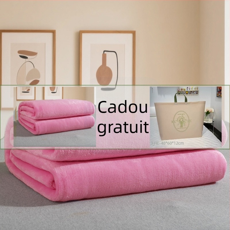 Jushuan pătură de flanel pentru canapea — toamnă/iarnă, groasă și caldă, model jacquard, culoare uni, pătură pentru odihnă la birou