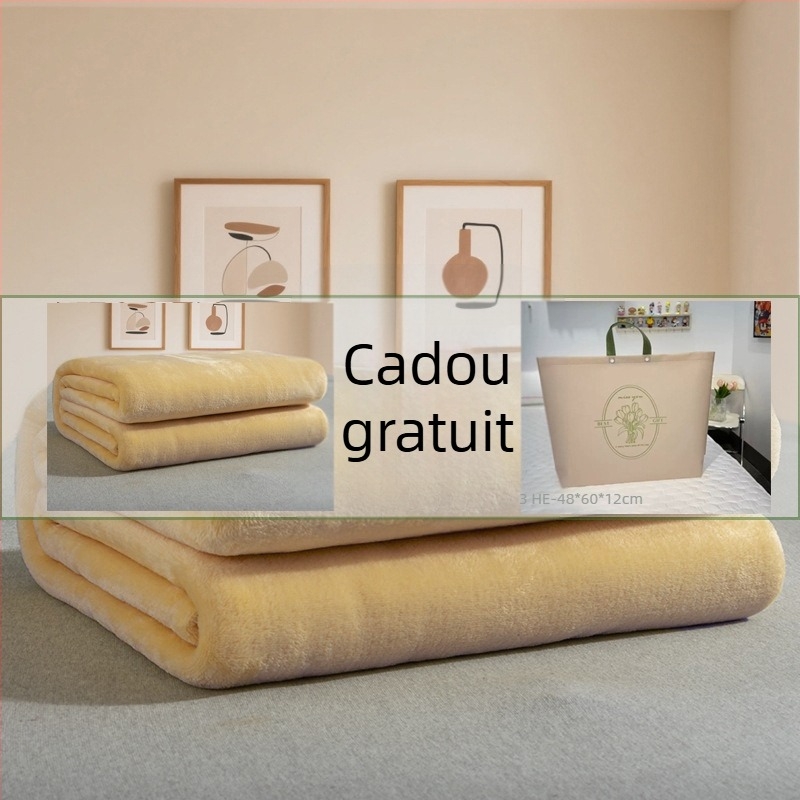 Jushuan pătură de flanel pentru canapea — toamnă/iarnă, groasă și caldă, model jacquard, culoare uni, pătură pentru odihnă la birou