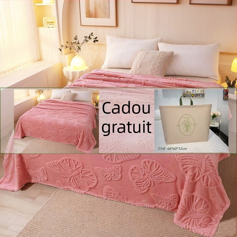 Jushuan pătură de flanel pentru canapea — toamnă/iarnă, groasă și caldă, model jacquard, culoare uni, pătură pentru odihnă la birou
