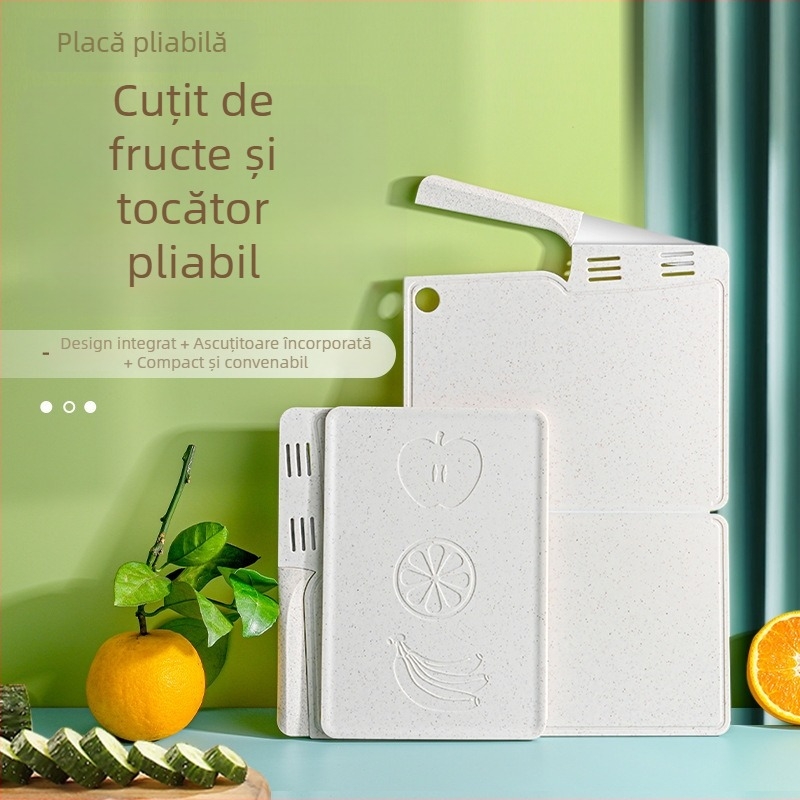 Set tocătoare din paie de grâu pentru bucătărie, uz casnic, portabil, pliabil, antiderapant, multifuncțional, pentru fructe și legume.