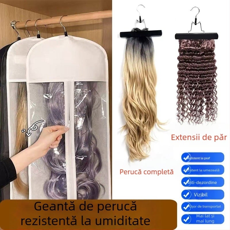 Organizator de depozitare pentru peruci cu husă de protecție la praf, portabil pentru cosplay și călătorii