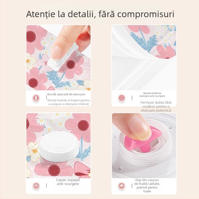 Sac de vid cu compresie, model nou, îmbunătățit, pentru haine și pături, depozitare la domiciliu, dimensiune extra mare (80x100 cm)