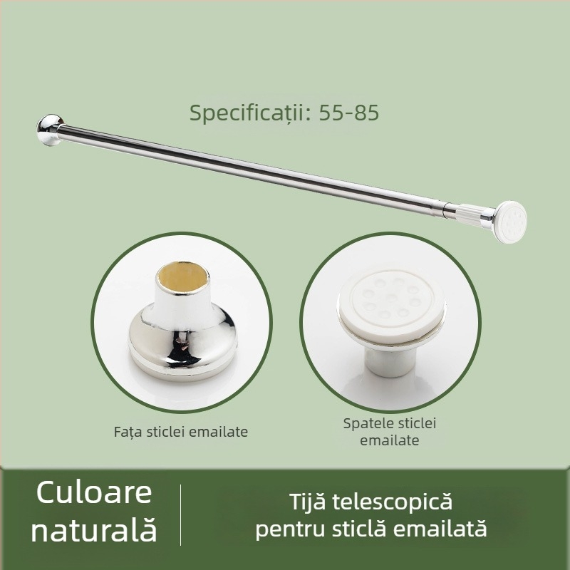Bară telescopică reglabilă pentru perdea de duș, fără găuri, universală, din oțel inoxidabil, finisaj emailat electroplătit.