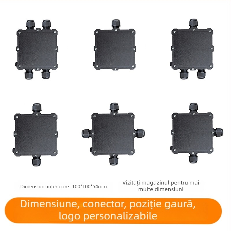 CN902 cutie de distribuție impermeabilă pentru exterior, cu bloc terminal, carcasă din plastic, neagră