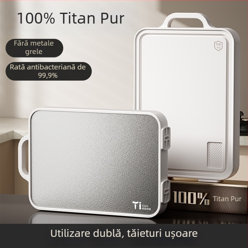 Tocător din titan, dublu‑fațat, antibacterian și antifungic, pentru tăierea cărnii crude și gătite și a oaselor