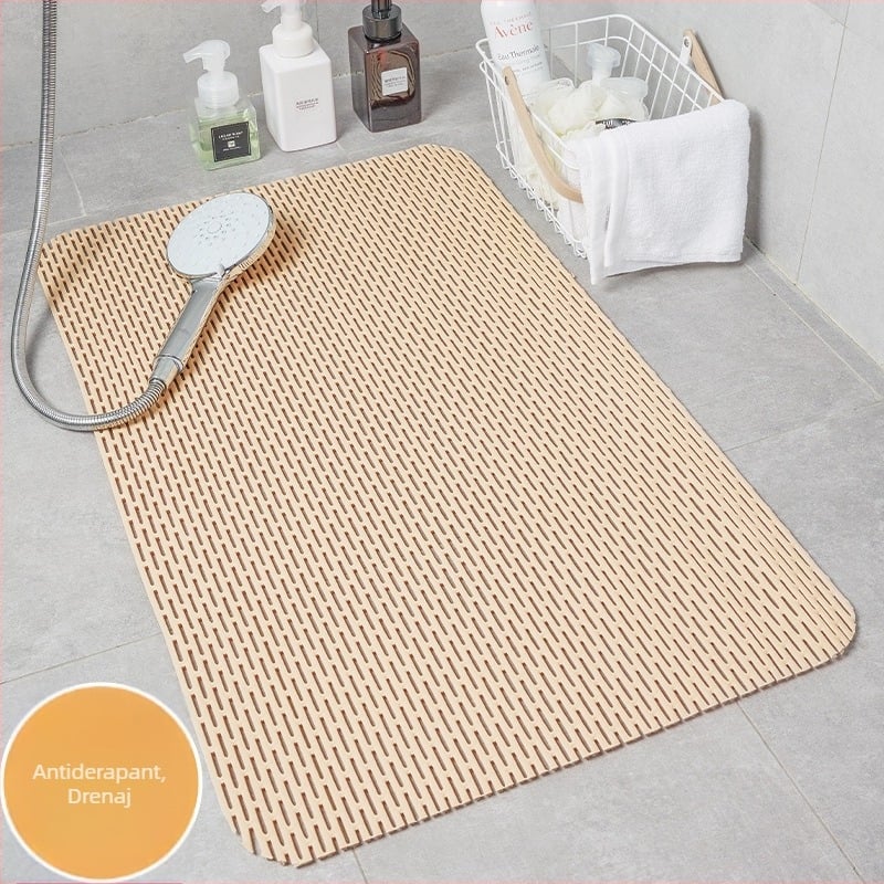 Covor antiderapant pentru baie din PVC, pătrat, culoare solidă, lavabil