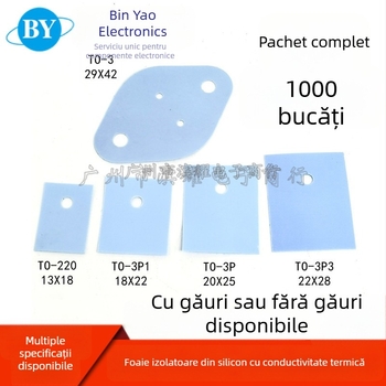 Folie izolatoare din silicon pentru tranzistoare TO-220/TO-3P/TO-247 și MOSFET