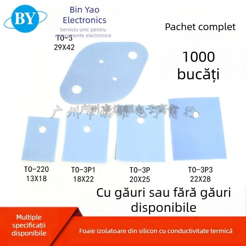Folie izolatoare din silicon pentru tranzistoare TO-220/TO-3P/TO-247 și MOSFET