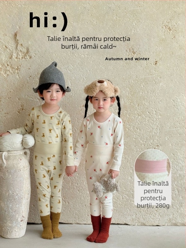 Set de pijamale din bumbac pentru copii, toamnă–iarnă, pentru băieți și fete, 3–8 ani