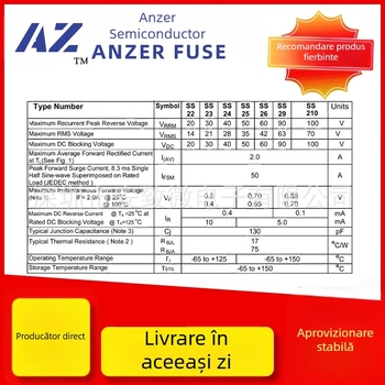 Diodă Schottky, SMD, SS24, 2A 40V, în pachete SMA, SMAF și SMB, marcaj SS24/SK24