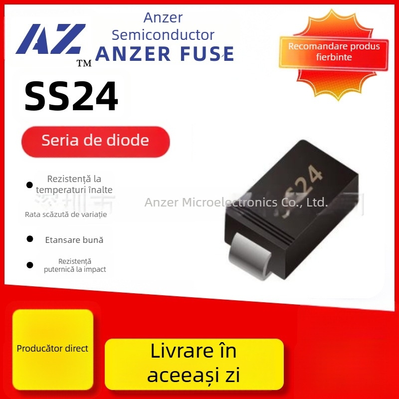 Diodă Schottky, SMD, SS24, 2A 40V, în pachete SMA, SMAF și SMB, marcaj SS24/SK24