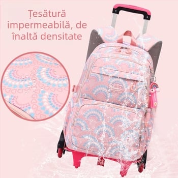 Natural Fish ghiozdan școlar cu roți pentru fete, ciclul primar, capacitate mare, rucsac detașabil