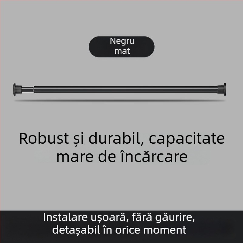 Bară de perdele retractabilă, fără găuri, pentru balcon și baie, suport de uscare a hainelor în interior