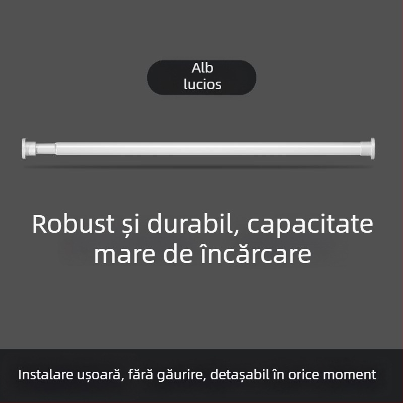 Bară de perdele retractabilă, fără găuri, pentru balcon și baie, suport de uscare a hainelor în interior