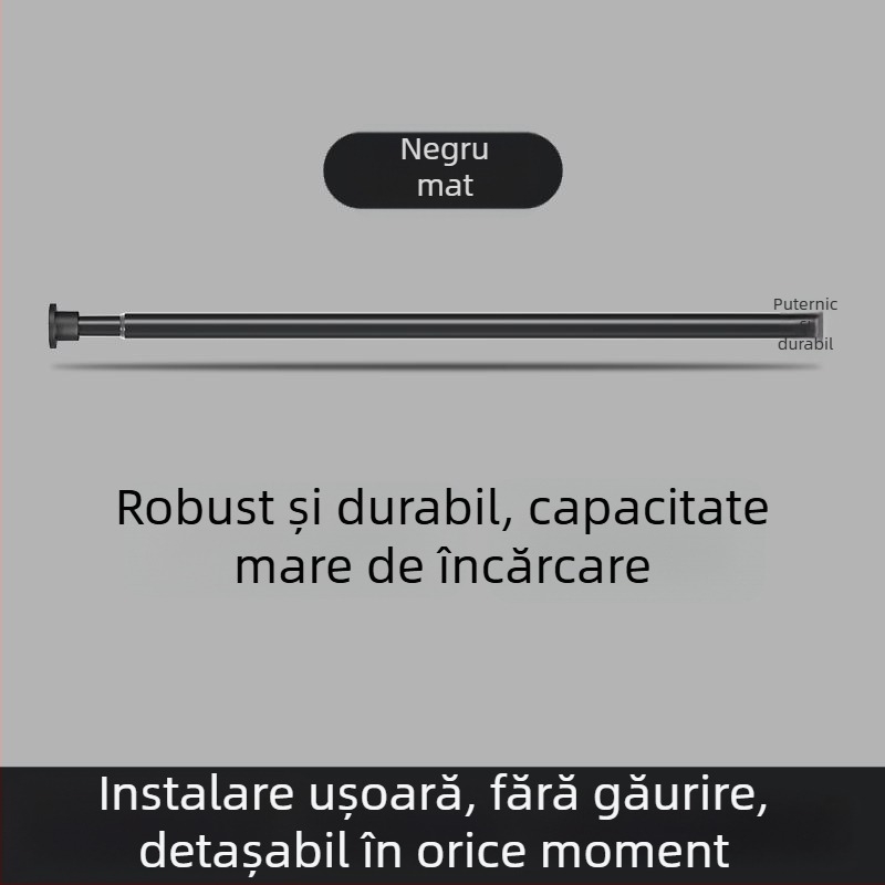 Bară de perdele retractabilă, fără găuri, pentru balcon și baie, suport de uscare a hainelor în interior
