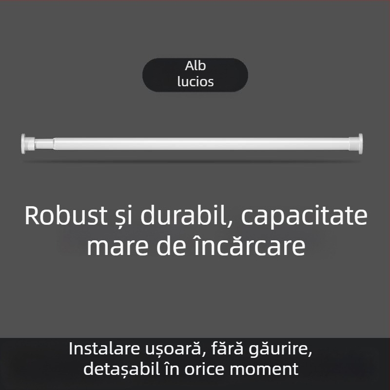 Bară de perdele retractabilă, fără găuri, pentru balcon și baie, suport de uscare a hainelor în interior