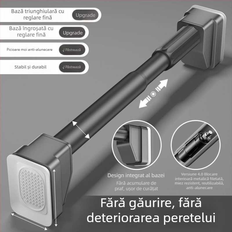 Bară de perdele retractabilă, fără găuri, pentru balcon și baie, suport de uscare a hainelor în interior
