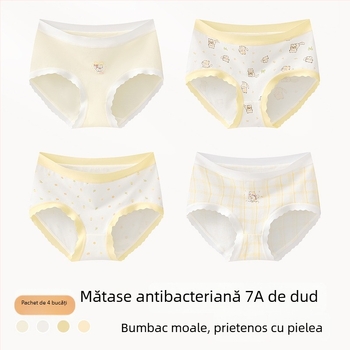 Chiloți din bumbac pentru fete, Clasa A, 9–12 ani, toamnă–iarnă, talie medie, confortabili, care nu se ridică